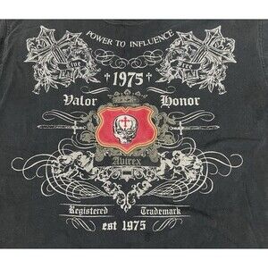 Vintage Y2K Avirex Power To Influence Skull Embroidered Shirt Mens L Valor 1975